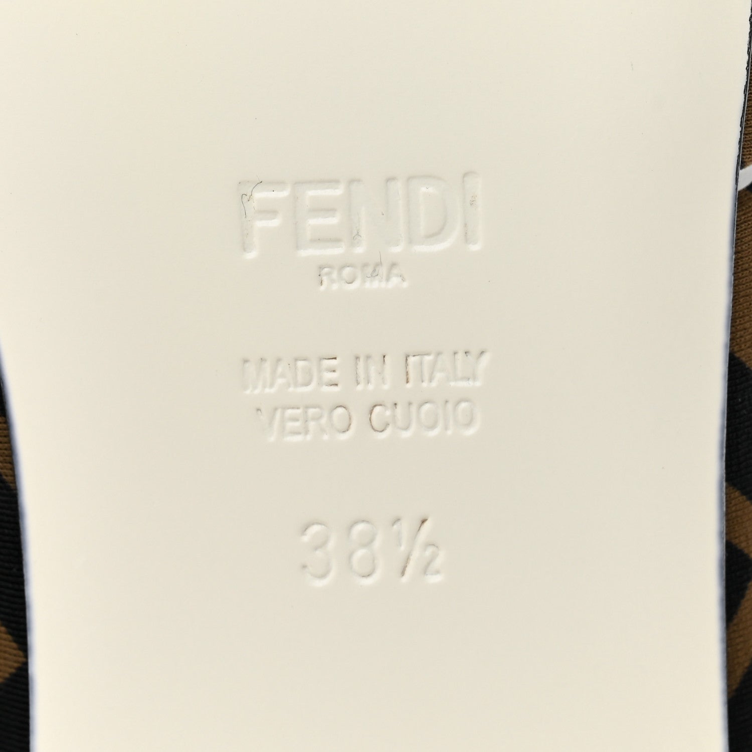 Fendi Lycra Film FF FFreedom Flat Mules 38.5 Tobacco Moro White