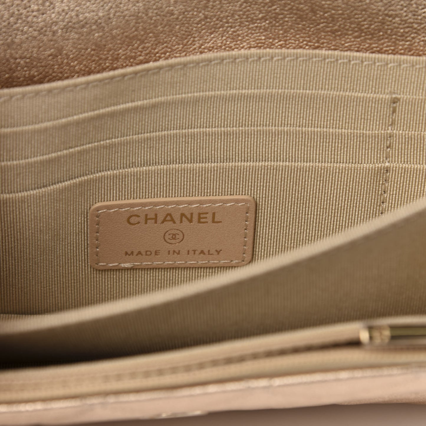 Metallic Lambskin Quilted Mini Wallet On Chain WOC Gold