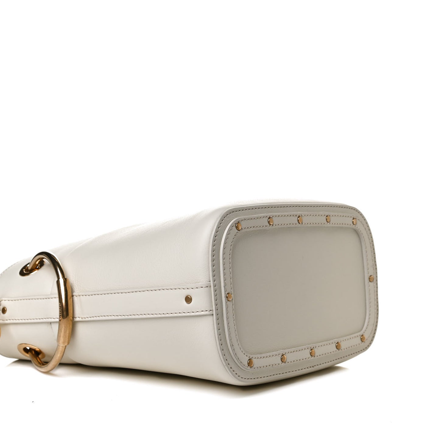 Smooth Calfskin Small Roy Bucket Bag Natural White