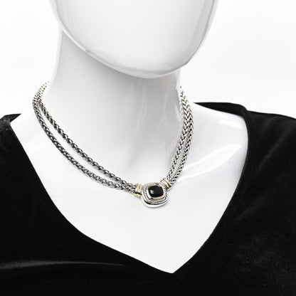 David Yurman Sterling Silver 14K Yellow Gold Black Onyx Double Wheat Chain Necklace 2 of 5