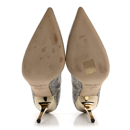 Jimmy Choo Coarse Glitter Fabric Aurora Leopard Print Abel Pumps 37 Champagne 6 of 8