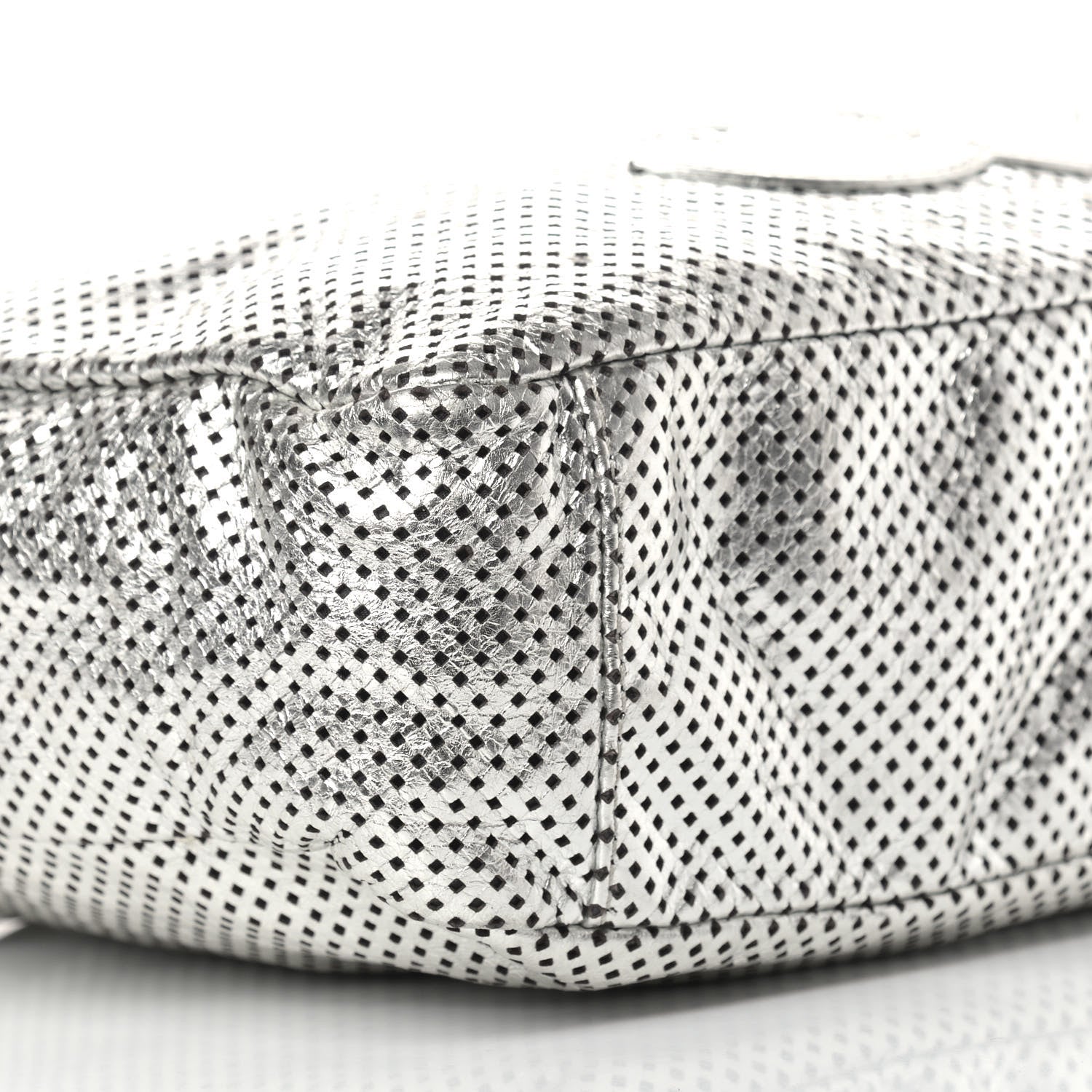 Chanel Metallic Glazed Calfskin Perforated Medium Rodeo Drive Tote Silver 8 of 15