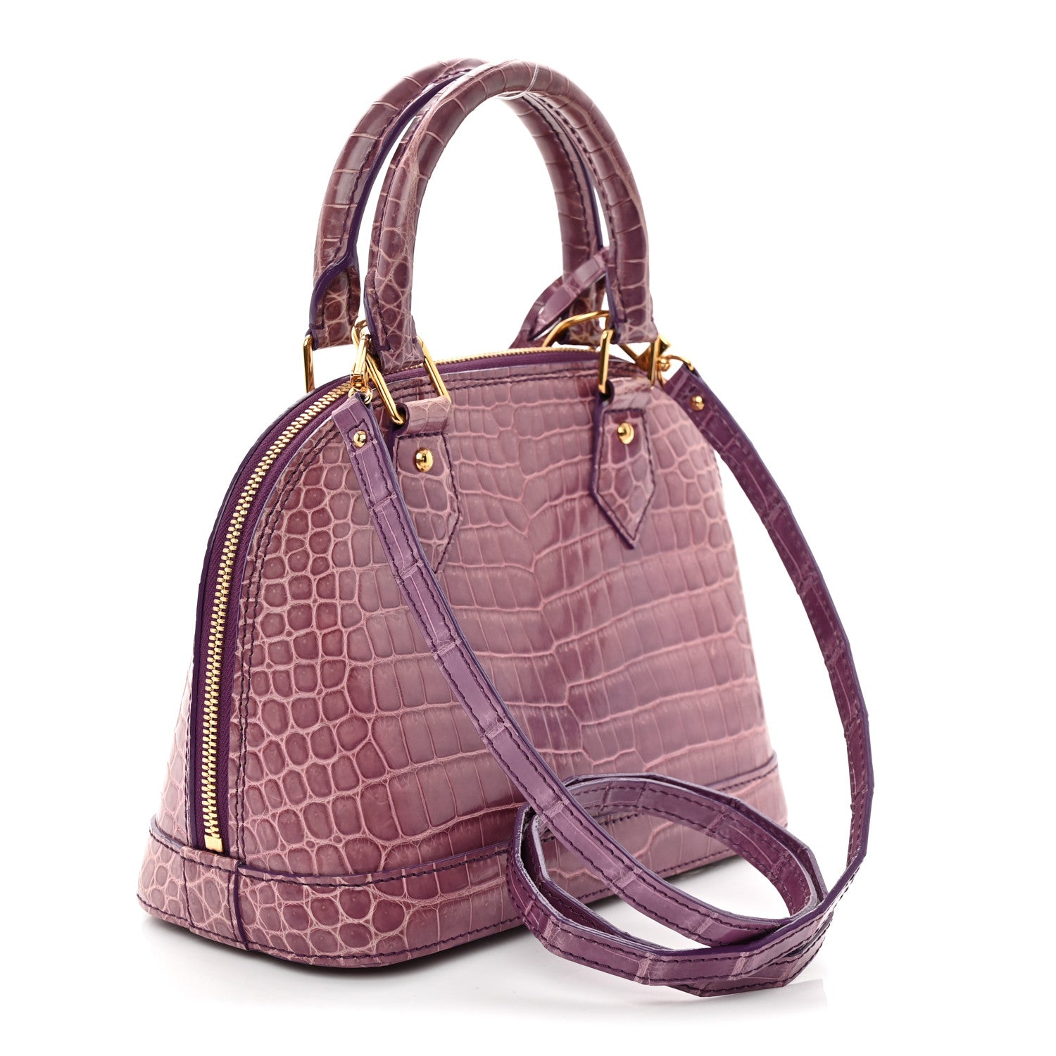 Louis Vuitton Shiny Crocodile Alma BB Purple 3 of 9
