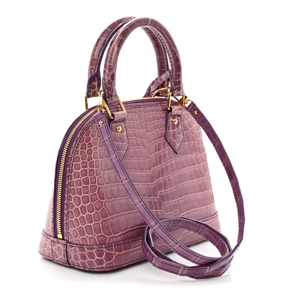 Louis Vuitton Shiny Crocodile Alma BB Purple 3 of 9