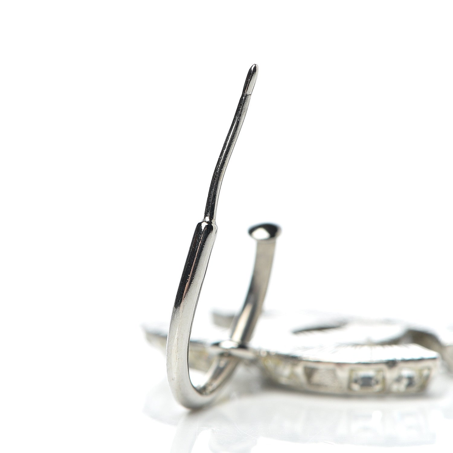 Chanel Baguette Crystal CC Dangle Earrings Silver 6 of 6