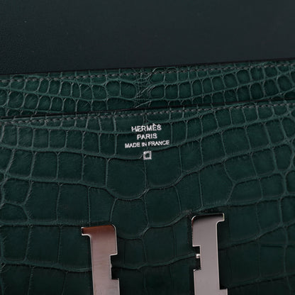 Hermes Matte Alligator Constance Wallet Vert Titien 6 of 8