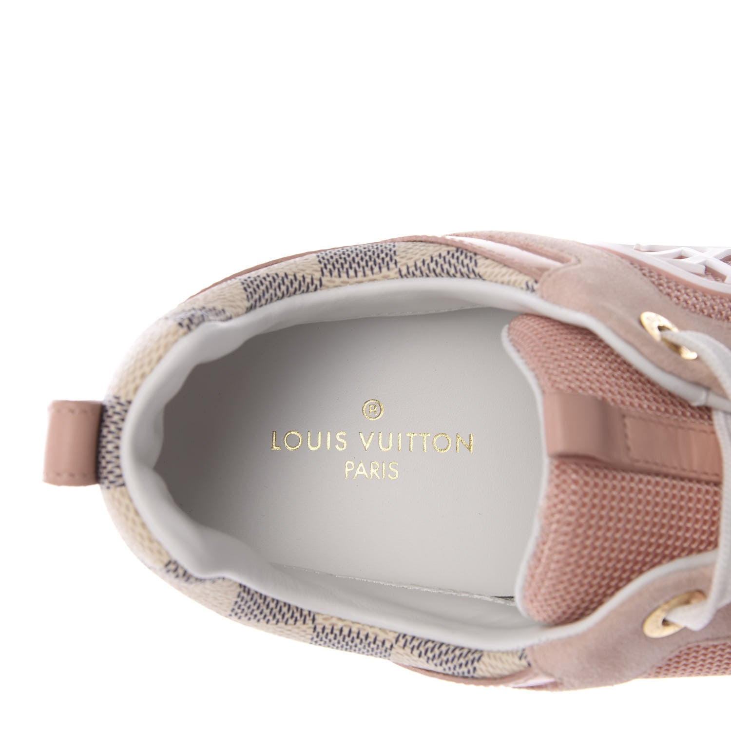Louis Vuitton Suede Damier Azur Run Away Sneakers 37.5 Pink 7 of 8
