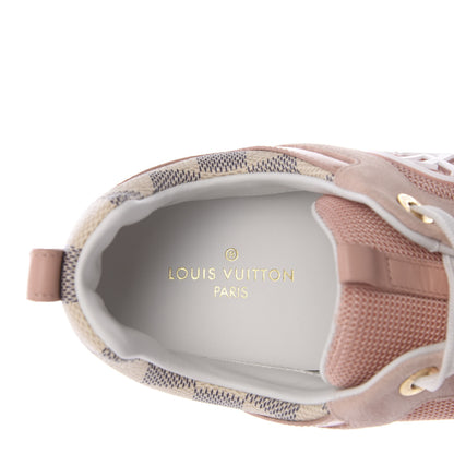 Louis Vuitton Suede Damier Azur Run Away Sneakers 37.5 Pink 7 of 8