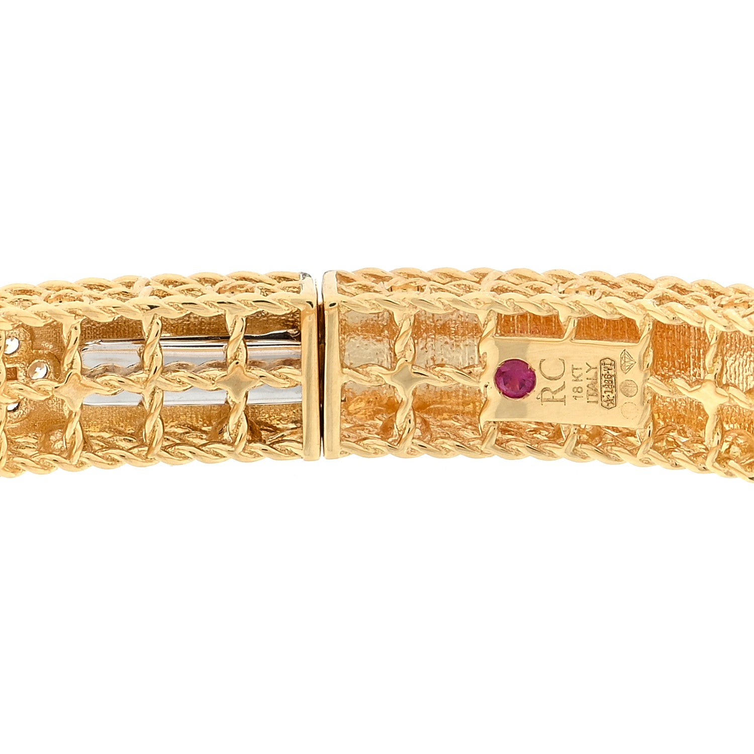 Roberto Coin 18K Yellow Gold Diamond Princess Satin Fleur De Lis Bangle Bracelet 3 of 3