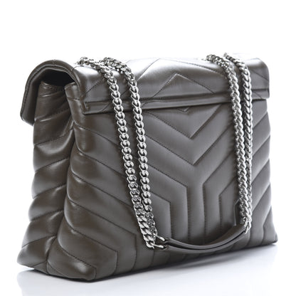 Saint Laurent Calfskin Y Quilted Monogram Medium Loulou Chain Satchel Kaki Fonce 3 of 11