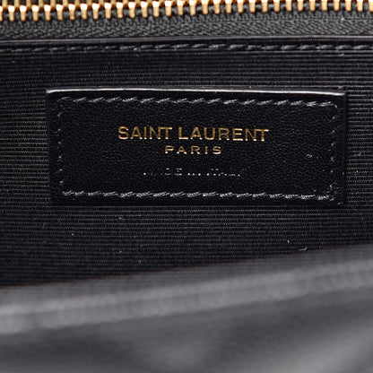 Saint Laurent Grain De Poudre Matelasse Chevron Large Monogram Satchel Black 6 of 11