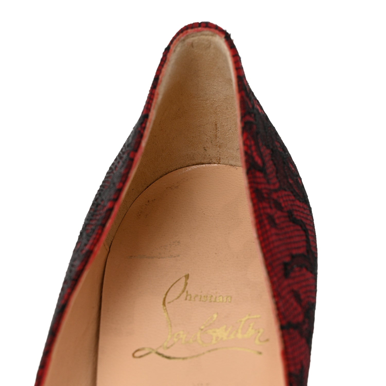 Christian Louboutin Lace Pigalle Follies 100 Pumps 38 Red 10 of 11
