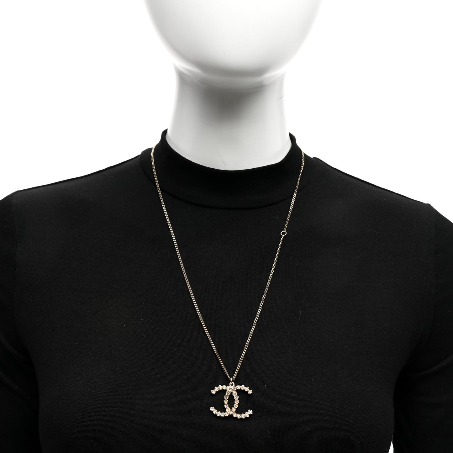 Crystal CC Pendant Necklace Gold
