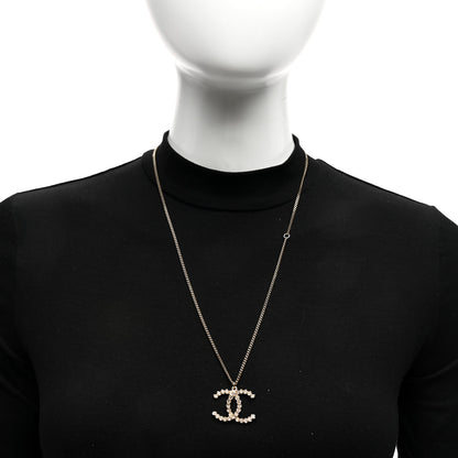 Chanel Crystal CC Pendant Necklace Gold 2 of 4