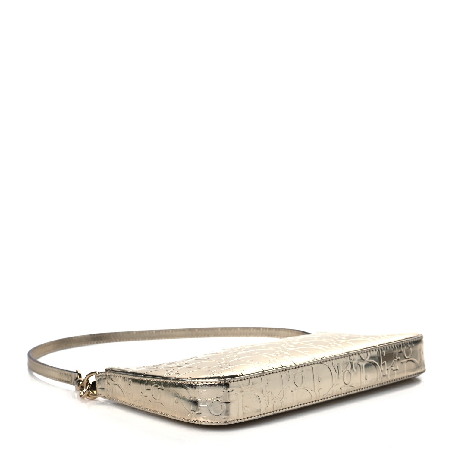 Christian Dior Metallic Patent Monogram Shoulder Bag Light Gold 4 of 10