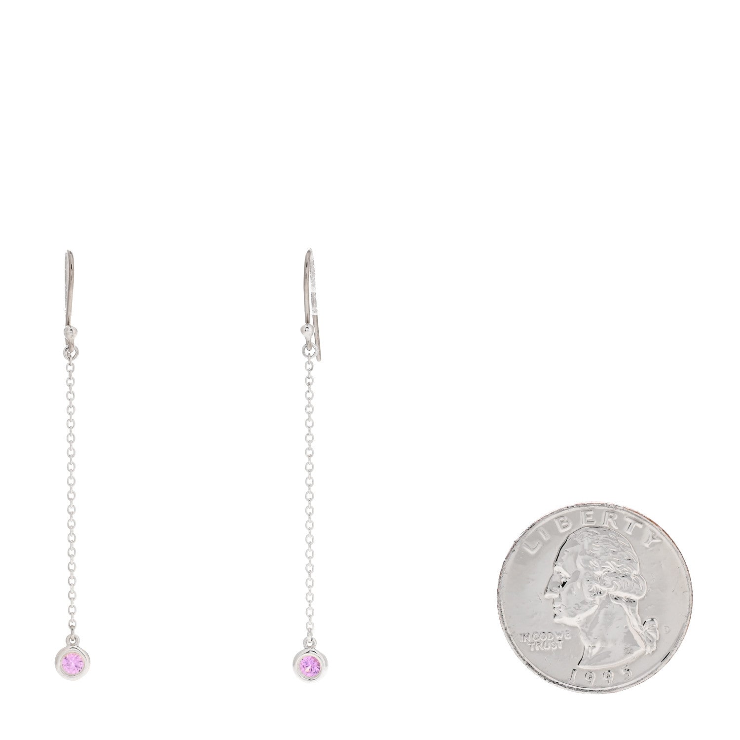 Tiffany Sterling Silver Pink Sapphire Color By The Yard Drop Earrings 2 of 4