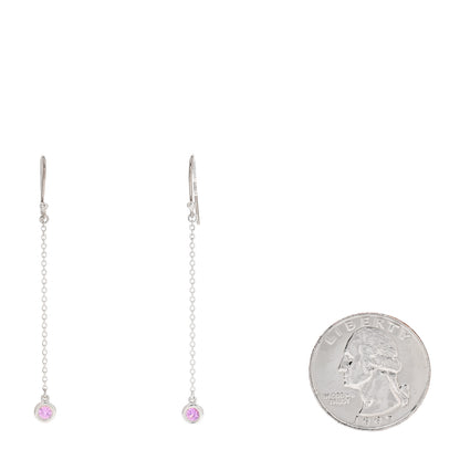 Tiffany Sterling Silver Pink Sapphire Color By The Yard Drop Earrings 2 of 4