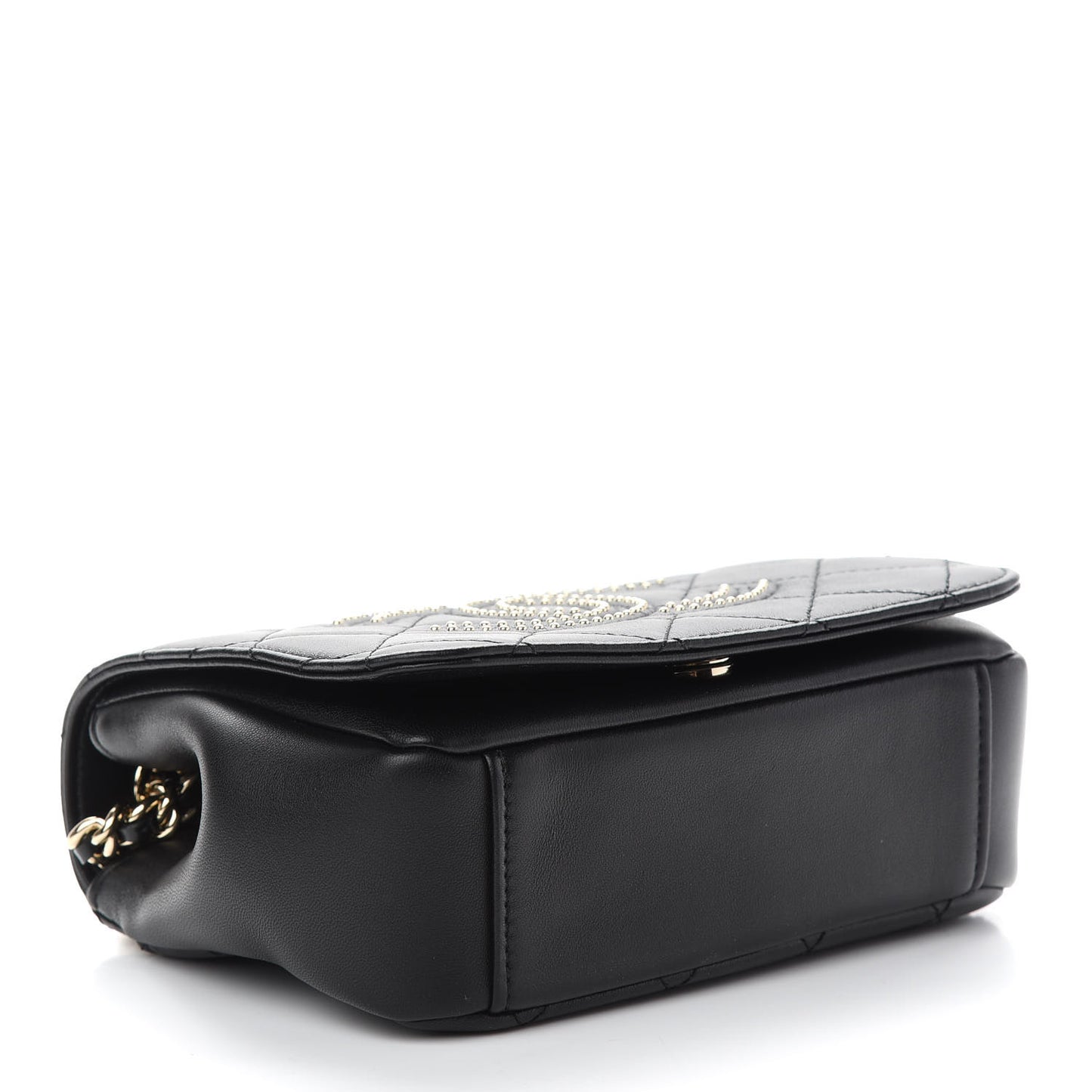 Lambskin Quilted Studded CC Flap Black