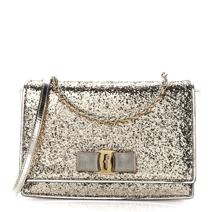 Salvatore Ferragamo Glitter Vara Bow Flap Crossbody Gold 1 of 12