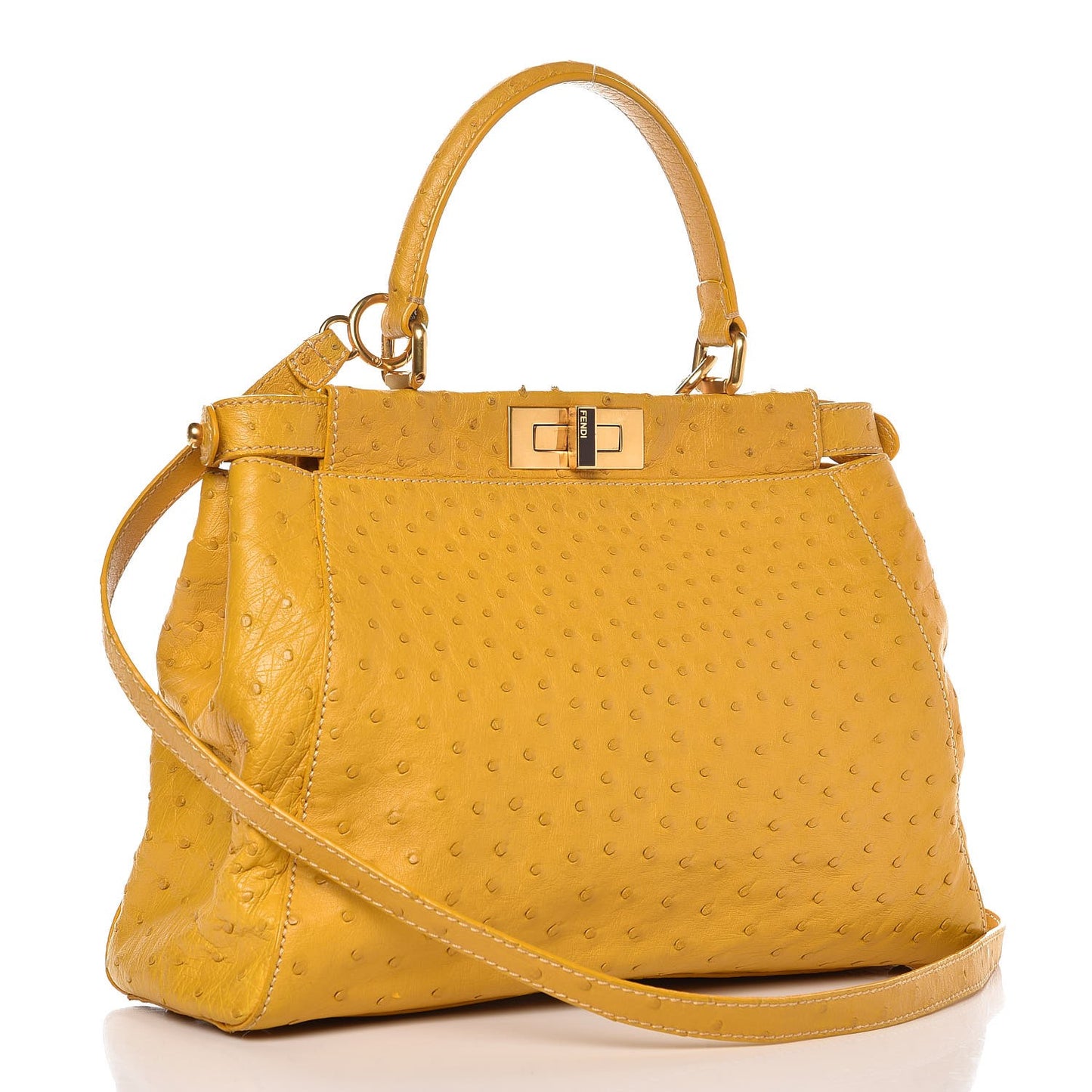 Ostrich Medium Peekaboo Iconic Satchel Yellow