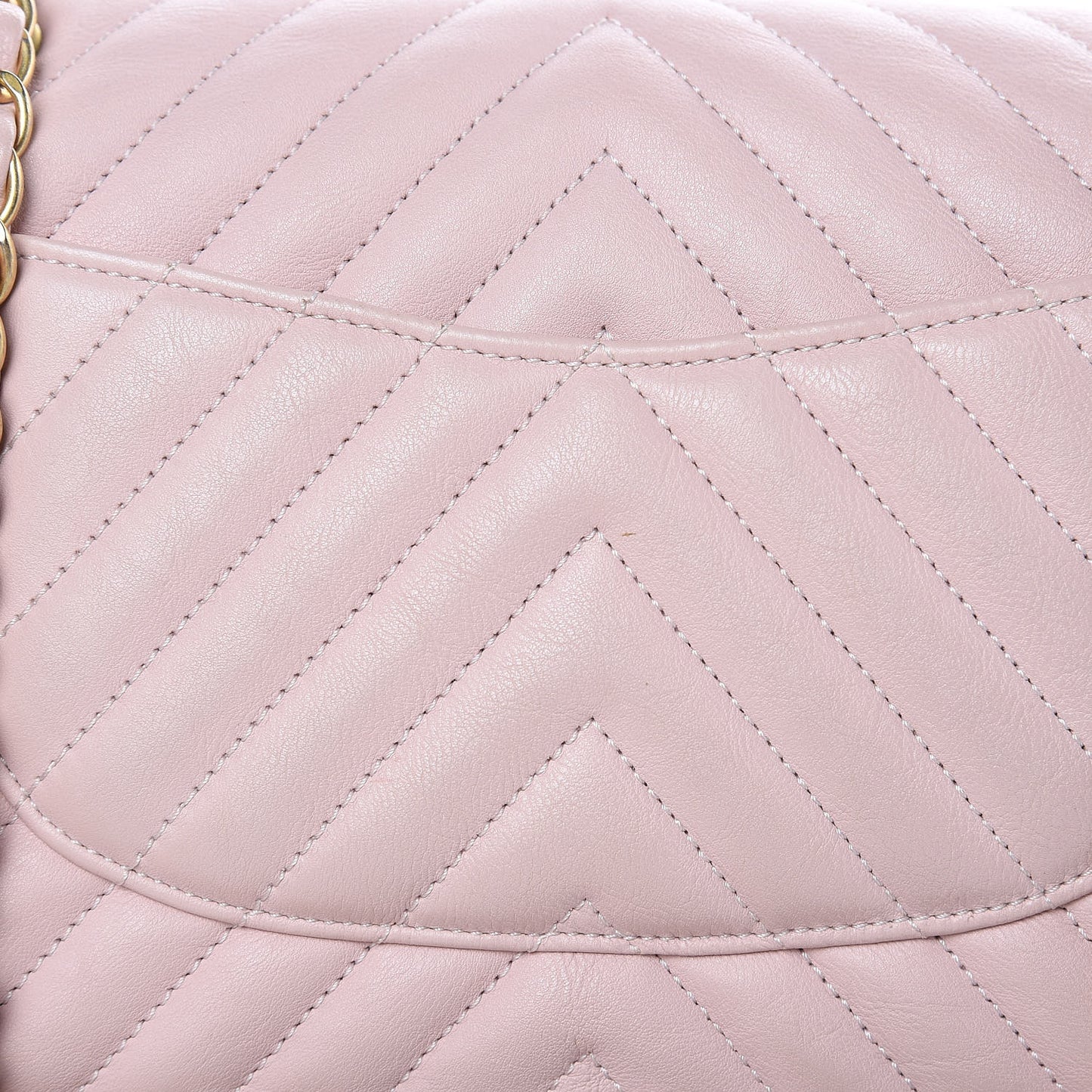 Calfskin Chevron Quilted Medium Double Flap Light Pink