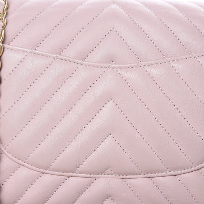 Chanel Calfskin Chevron Quilted Medium Double Flap Light Pink 12 of 15