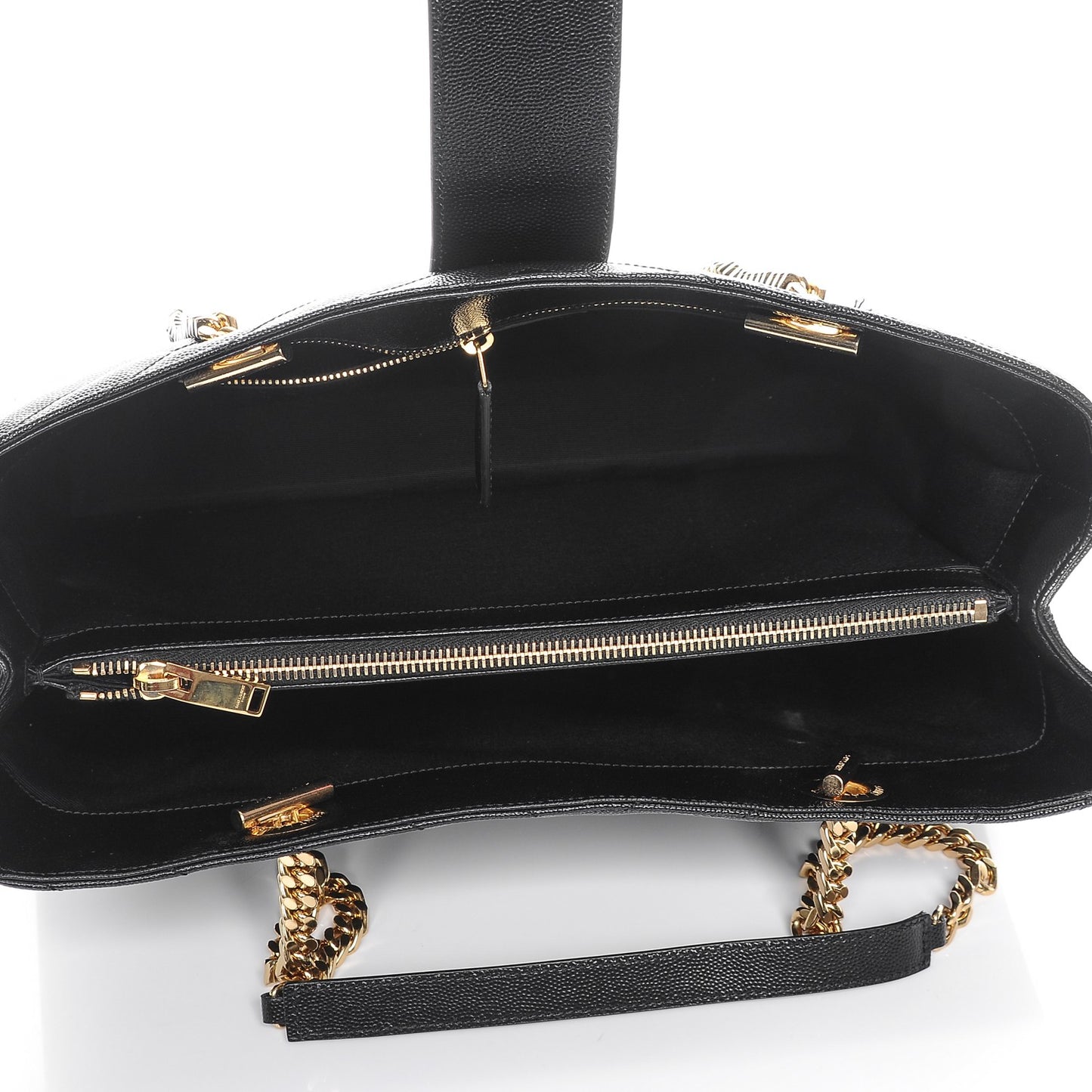 Grain De Poudre Matelasse Chevron Monogram Shopping Bag Black