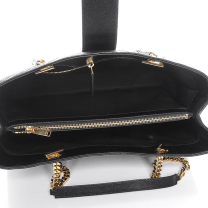 Saint Laurent Grain De Poudre Matelasse Chevron Monogram Shopping Bag Black 5 of 8