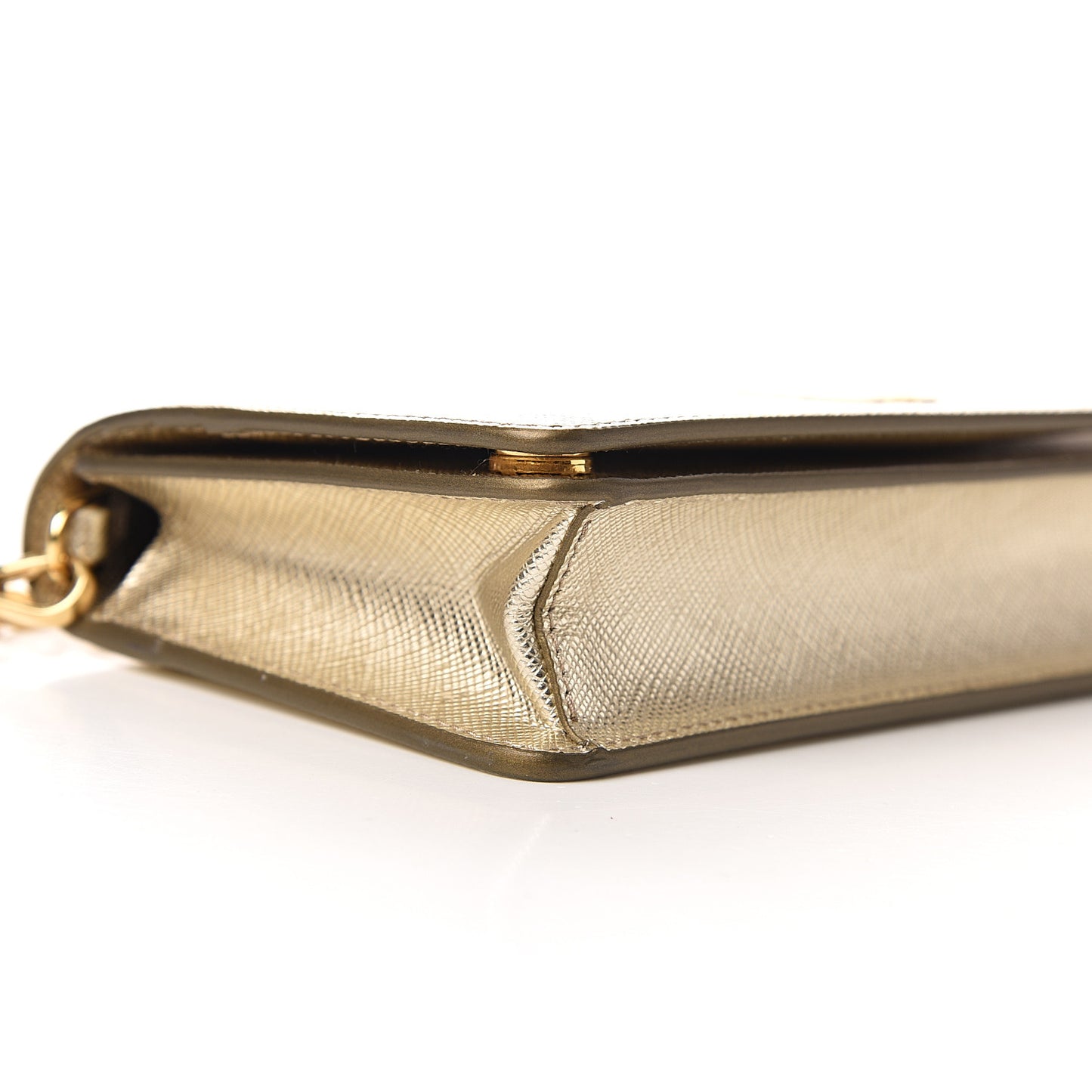 Metallic Saffiano Metal Phone Wristlet Crossbody Wallet Platino