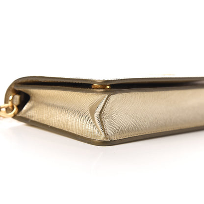 Prada Metallic Saffiano Metal Phone Wristlet Crossbody Wallet Platino 6 of 9