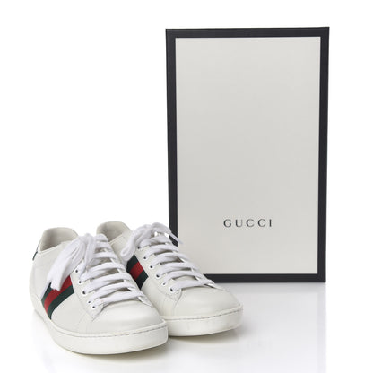 Gucci Calfskin Crocodile Web Womens Ace Sneakers 37 White Green 18 of 18