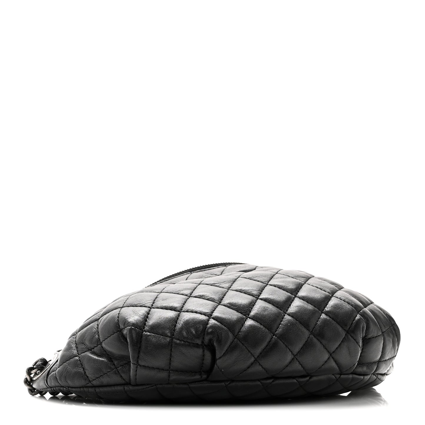 Lambskin Quilted Banane Waist Bag Fanny Pack Black