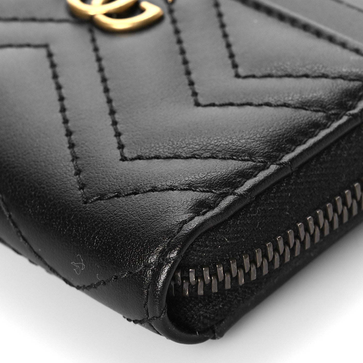 Gucci Calfskin Matelasse GG Marmont Zip Around Card Case Black 8 of 8