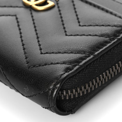 Gucci Calfskin Matelasse GG Marmont Zip Around Card Case Black 8 of 8
