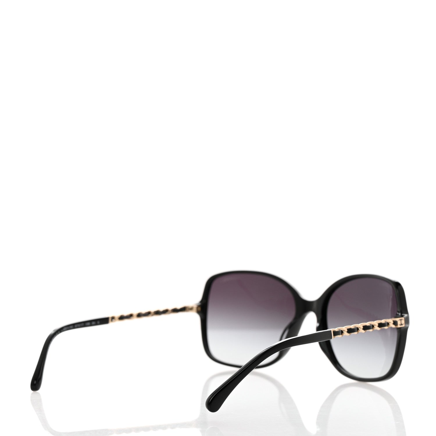 Chanel Acetate Lambskin Chain Square Sunglasses 5210-Q Black 4 of 8