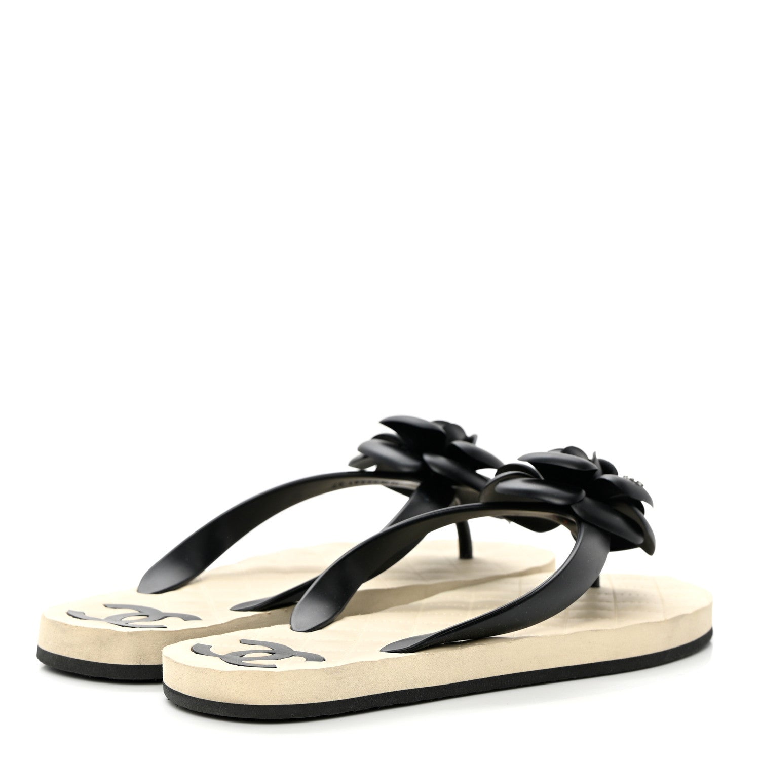 Chanel PVC Camellia Thong Sandals 37 Black 4 of 10