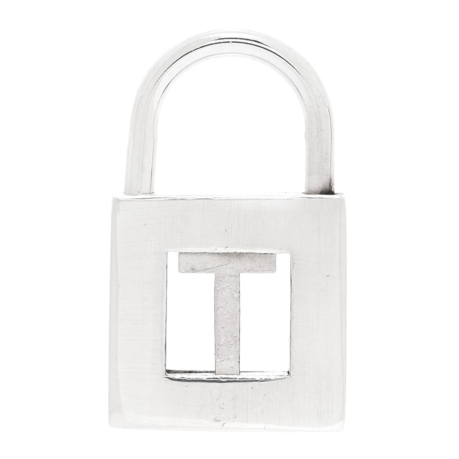Tiffany Sterling Silver Letter T Lock Charm Pendant 1 of 4