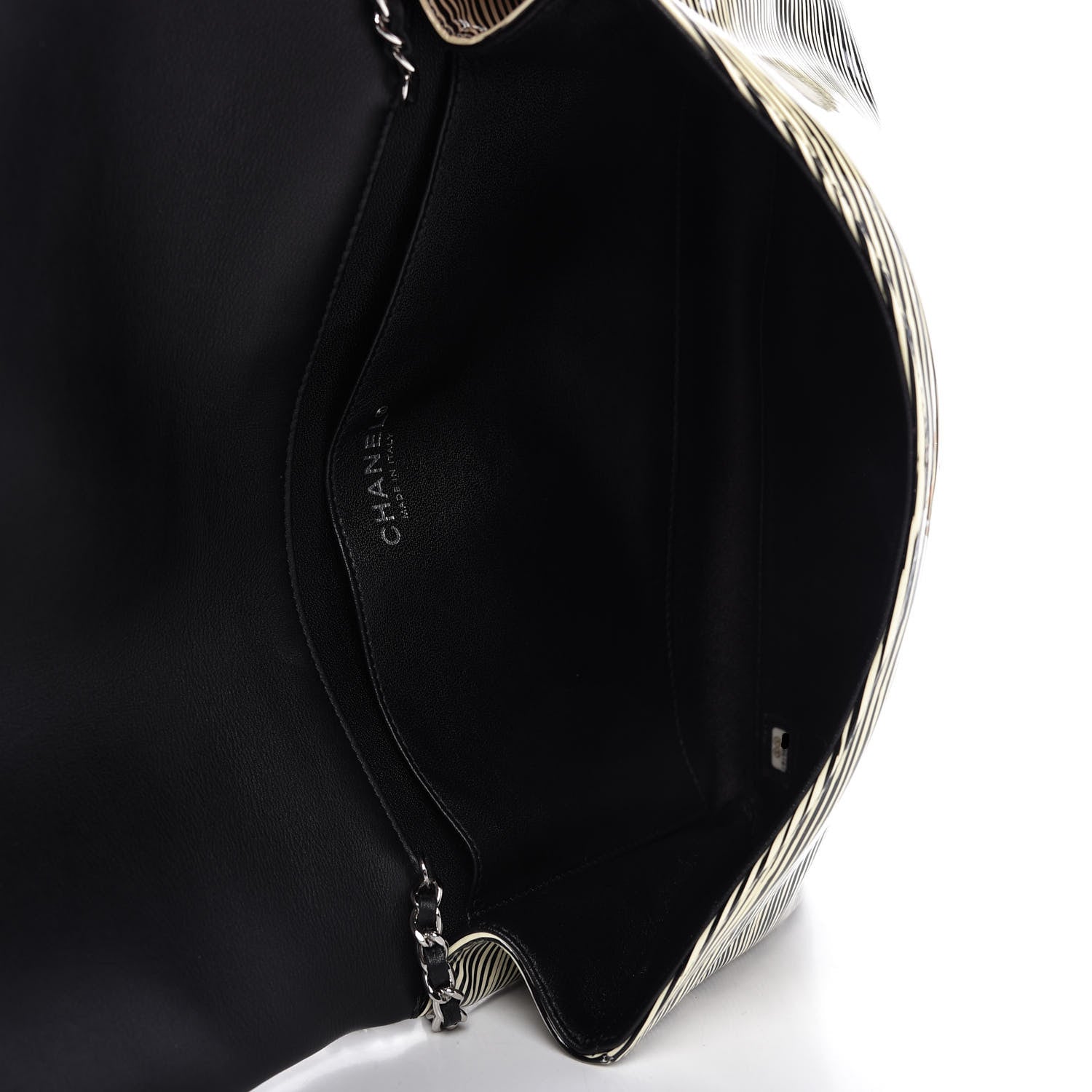 Chanel Patent Calfskin Striped Medium Double Flap Black 5 of 11