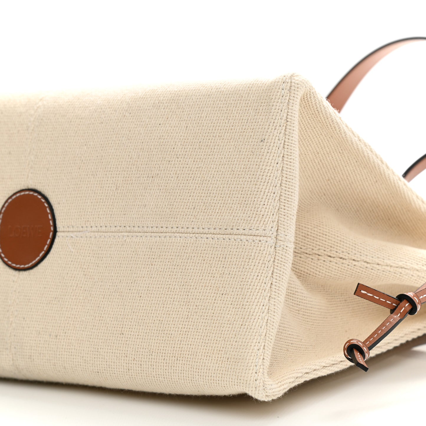 Canvas Calfskin Small Cushion Tote Beige