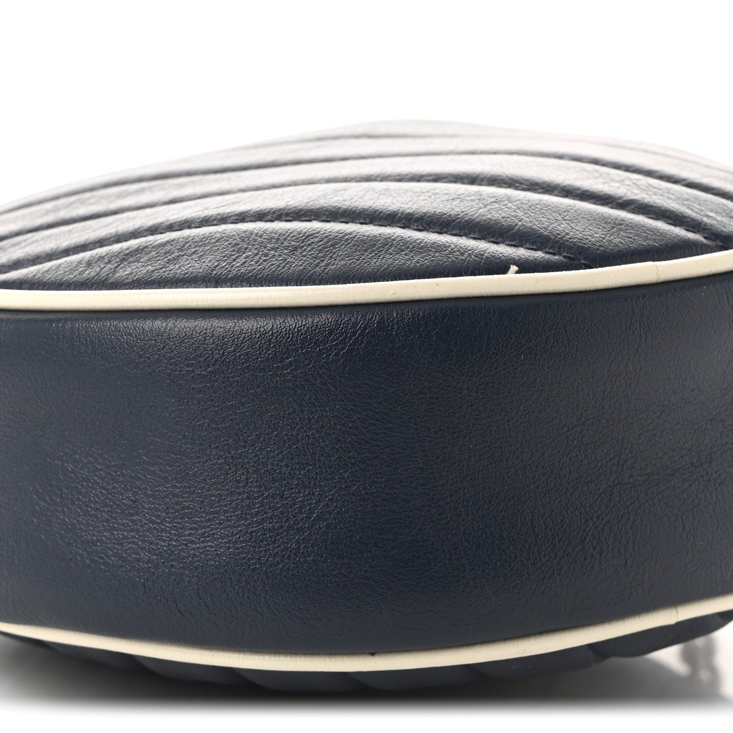 Azalea Calfskin Matelasse Diagonal Mini Torchon GG Marmont Round Shoulder Bag Blue Agata Mystic White