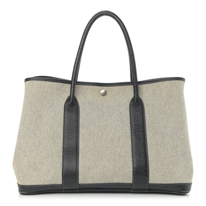 Hermes Twill H Negonda Garden Party 36 MM Tote Ecru Black 1 of 12
