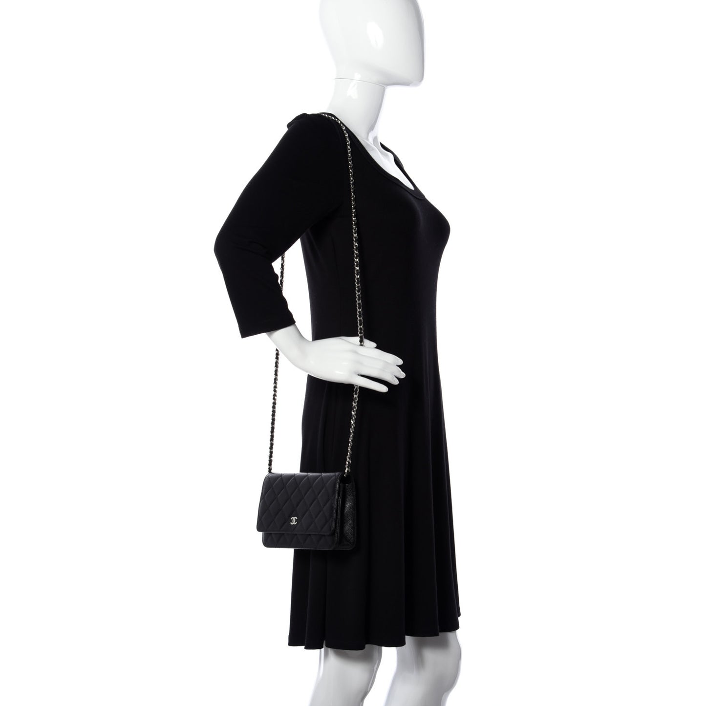 Caviar Quilted Wallet On Chain WOC Black