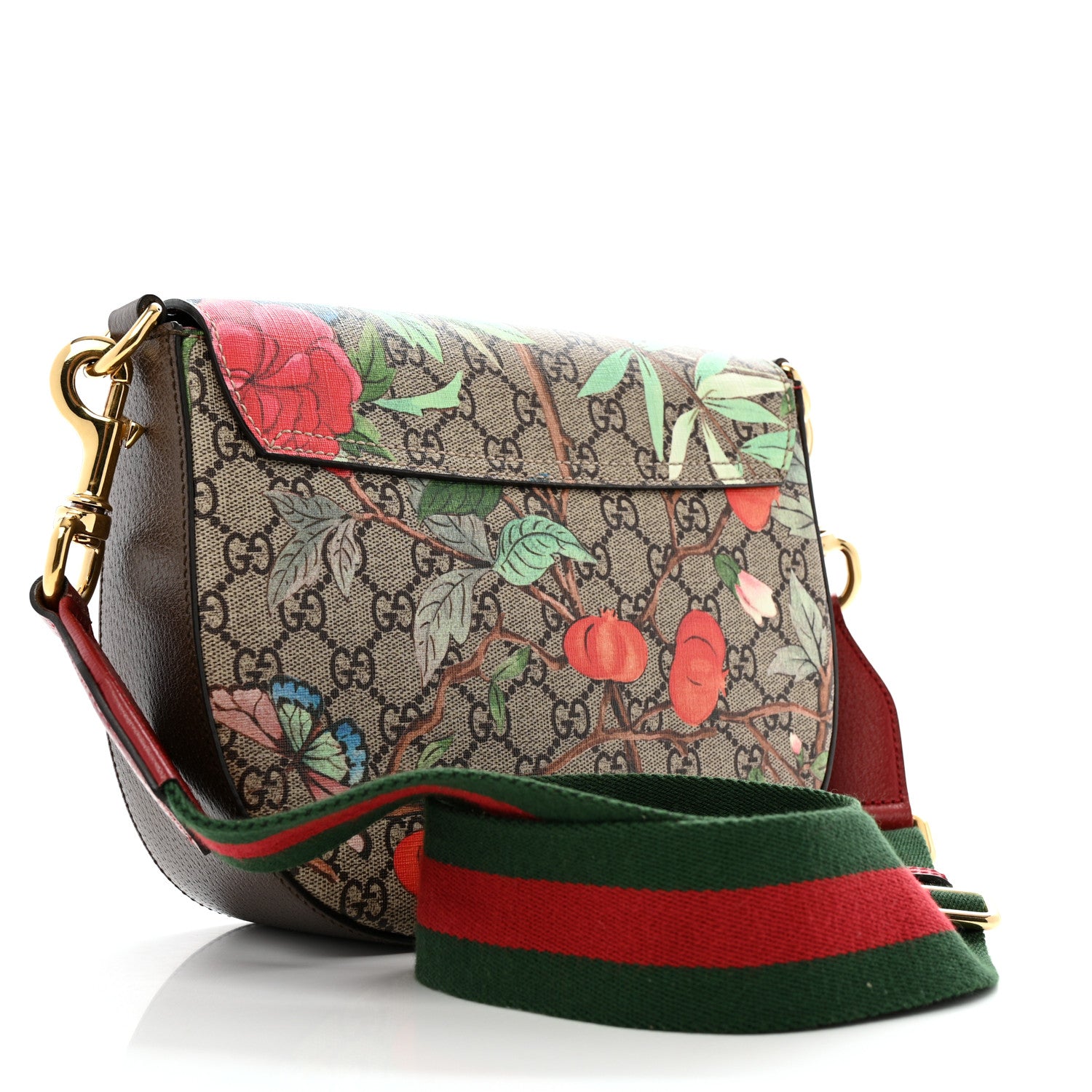 Gucci GG Supreme Monogram Tian Web Medium Padlock Messenger Shoulder Bag Beige Multicolor New Acero 3 of 15
