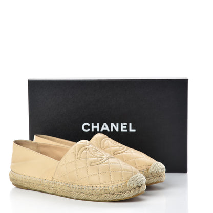 Chanel Lambskin Quilted CC Espadrilles 39 Beige 13 of 13
