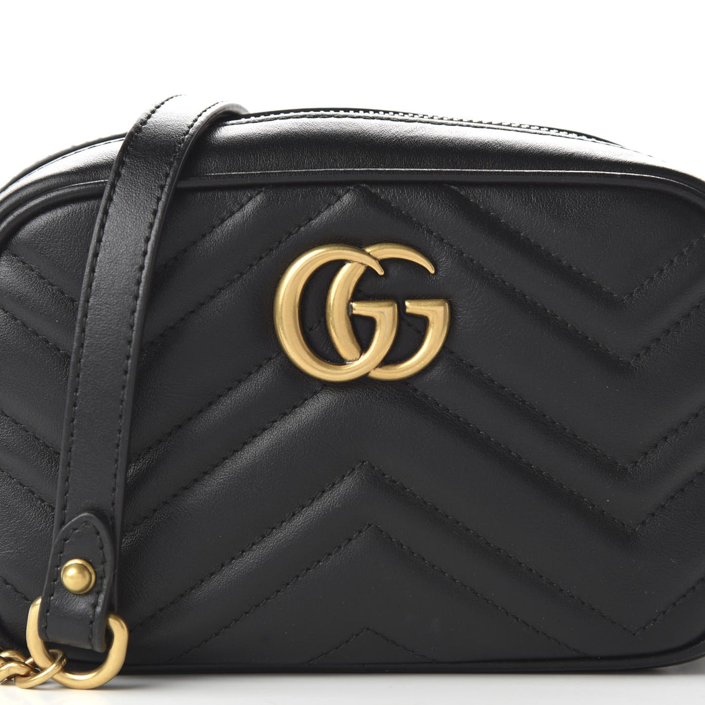 Calfskin Matelasse Mini GG Marmont Chain Shoulder Bag Black