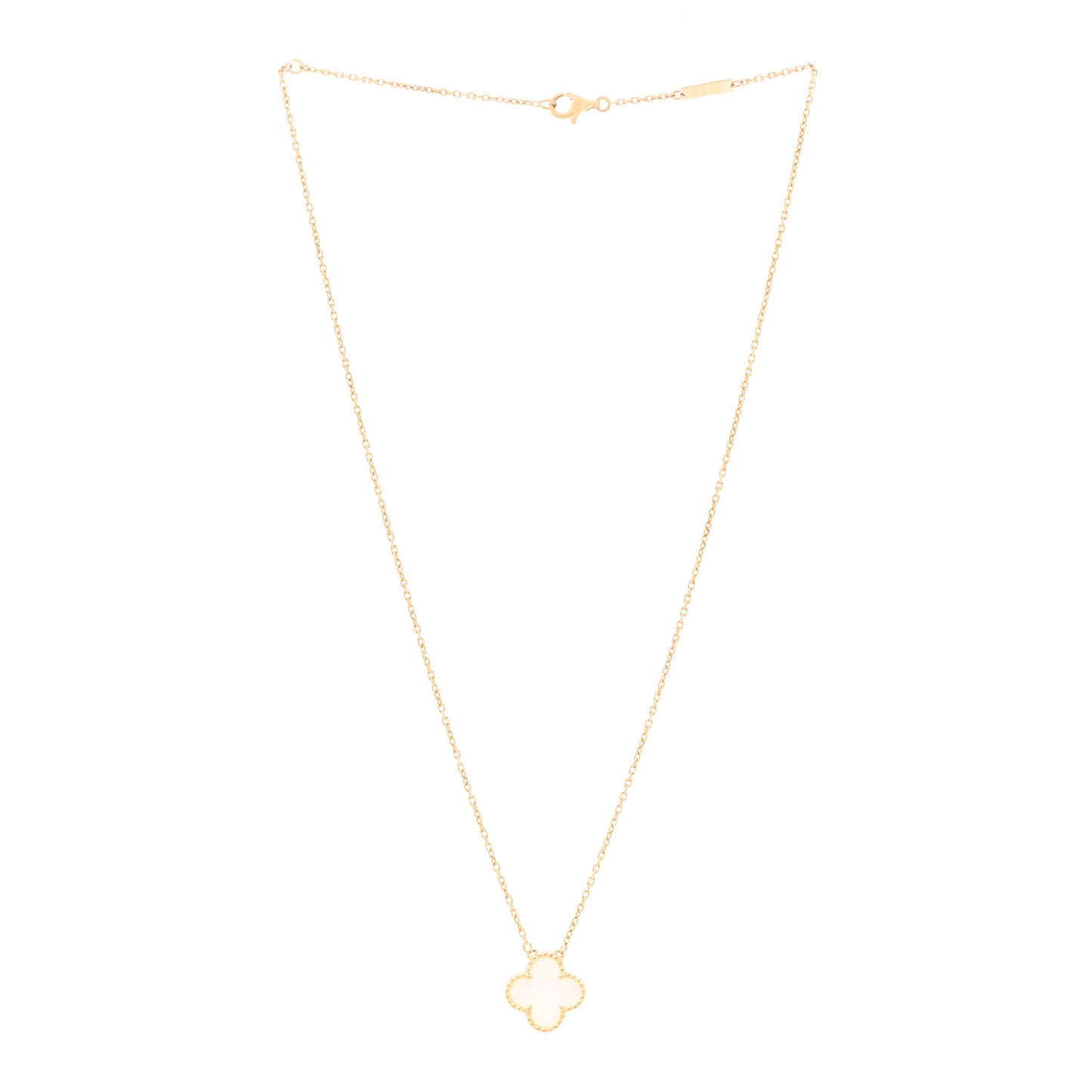 18K Yellow Gold Mother of Pearl Vintage Alhambra Pendant Necklace