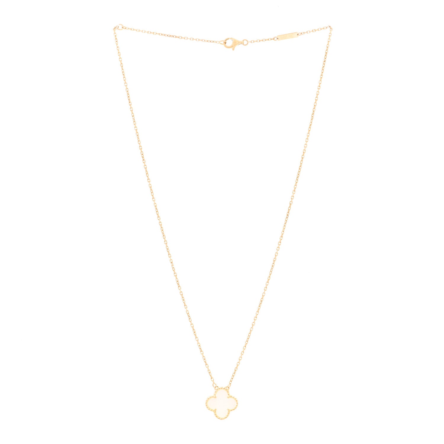 Van Cleef & Arpels 18K Yellow Gold Mother of Pearl Vintage Alhambra Pendant Necklace 2 of 3