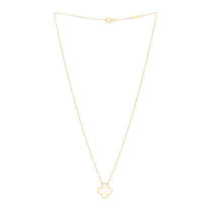 Van Cleef & Arpels 18K Yellow Gold Mother of Pearl Vintage Alhambra Pendant Necklace 2 of 3