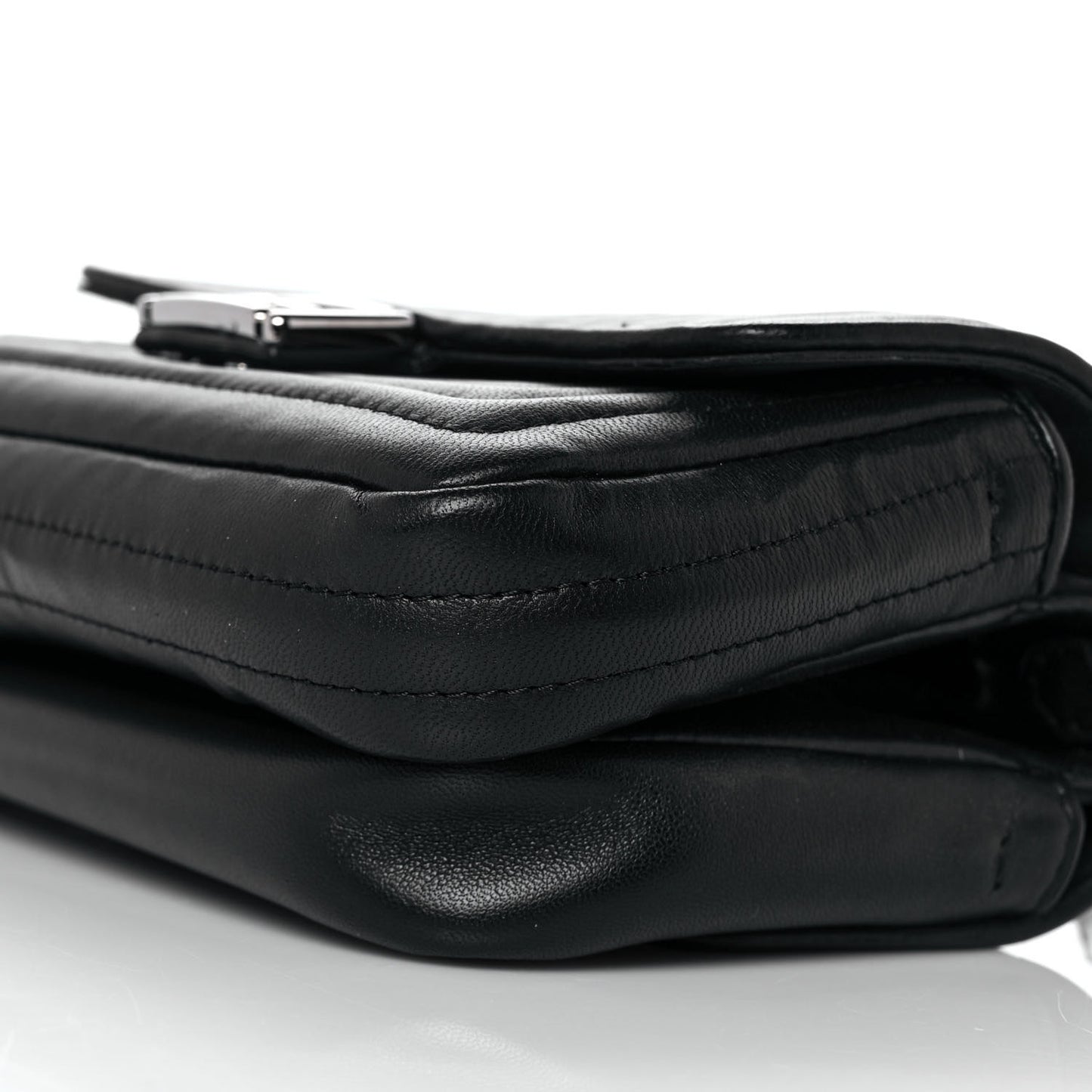 Shiny Nappa Trapuntata Micro Double Baguette Black