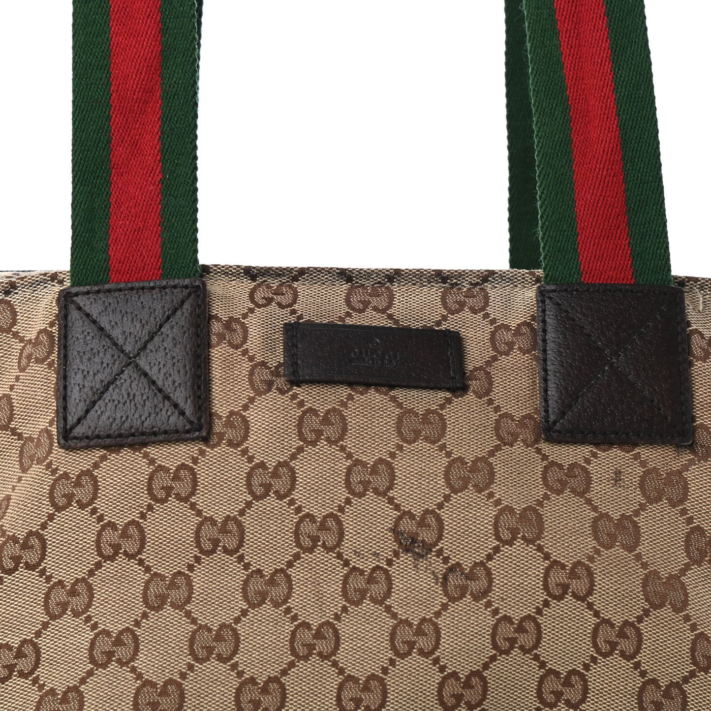 GG Monogram Medium Web Handle Bucket Tote Dark Brown